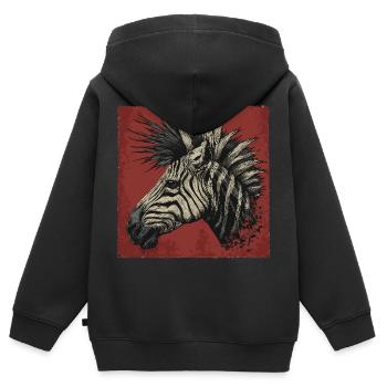 Punk Rock Zèbre - Sweat Premium à capuche zippé enfant bio - noir - Dos - AI Model Kid Male (0cm)