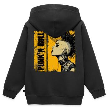 Fille Punk’n Roll - Sweat Premium à capuche zippé enfant bio - noir - Dos - AI Model Kid Male (0cm)
