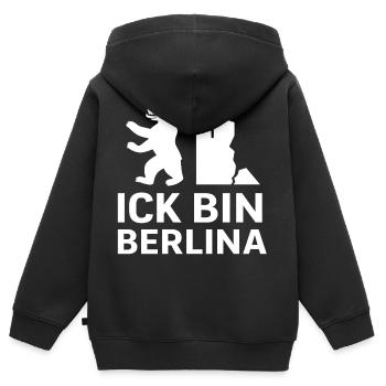 Ick bin Berlina - Kinder Premium Organic Zip Hoodie - Schwarz - Hinten - AI Model Kid Male (0cm)