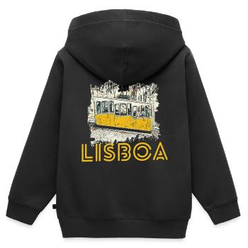 Lisbonne typique funiculaire de Bica illustration - Sweat Premium à capuche zippé enfant bio - noir - Dos - AI Model Kid Male (0cm)
