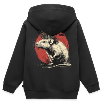 Punkrock Ratte - Kinder Premium Organic Zip Hoodie - Schwarz - Hinten - AI Model Kid Male (0cm)