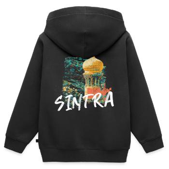 Maurischer Turm Monserrate Sintra Illustration - Kinder Premium Organic Zip Hoodie - Schwarz - Hinten - AI Model Kid Male (0cm)