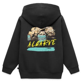 Falaises Algarve illustration Portugal - Sweat Premium à capuche zippé enfant bio - noir - Dos - AI Model Kid Male (0cm)
