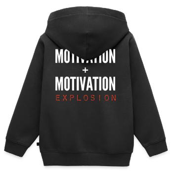 Motivation + Motivation = Explosion - Kinder Premium Organic Zip Hoodie - Schwarz - Hinten - AI Model Kid Male (0cm)