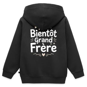 Bientôt Grand Frère Étoilé - Sweat Premium à capuche zippé enfant bio - noir - Dos - AI Model Kid Male (0cm)