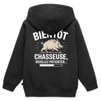 Bald ein Jäger - Kinder Premium Organic Zip Hoodie - Schwarz - Hinten - AI Model Kid Male (0cm)