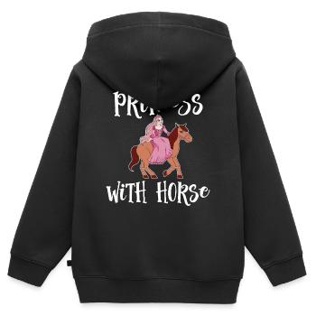 Princess With Horse Horse Girl Girl Cute - Kids Premium Organic Zip-up Hoodie - black - Back - AI Model Kid Male (0cm)