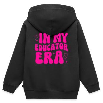 Don de la formation de la formation de l’enseignant - Sweat Premium à capuche zippé enfant bio - noir - Dos - AI Model Kid Male (0cm)