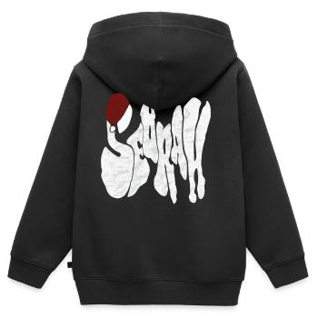 Savage „SEBRAH“ Graffiti Schrift Marmor - Kinder Premium Organic Zip Hoodie - Schwarz - Hinten - AI Model Kid Male (0cm)