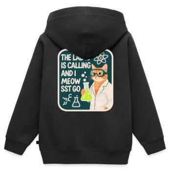 Le labo m’appelle et je miaou va science chat - Sweat Premium à capuche zippé enfant bio - noir - Dos - AI Model Kid Male (0cm)