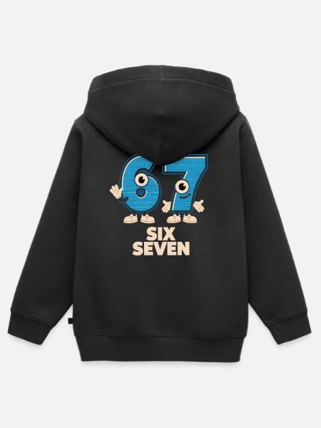 6 7 Sechs Sieben Meme – Aura Points Kids Gaming - Premium børne zip-hættetrøje økologisk - sort