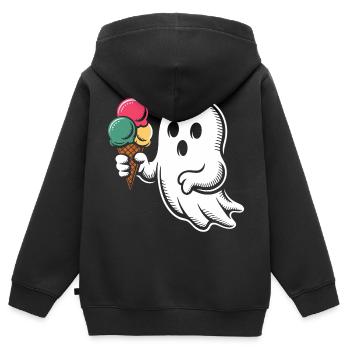 Geist mit Eiscreme Popart - Kinder Premium Organic Zip Hoodie - Schwarz - Hinten - AI Model Kid Male (0cm)