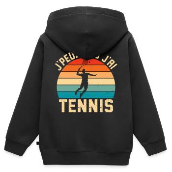 Ich kann nicht Ich habe Tennis Idee Tennisspieler - Kinder Premium Organic Zip Hoodie - Schwarz - Hinten - AI Model Kid Male (0cm)