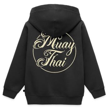 Muay Thai - Kinder Premium Organic Zip Hoodie - Schwarz - Hinten - AI Model Kid Male (0cm)