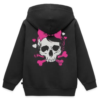 Pink Skull mit Zöpfen und Schleifen - Kinder Premium Organic Zip Hoodie - Schwarz - Hinten - AI Model Kid Male (0cm)