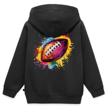 Football - Kinder Premium Organic Zip Hoodie - Schwarz - Hinten - AI Model Kid Male (0cm)