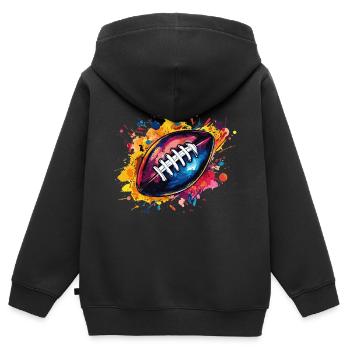 Football - Kinder Premium Organic Zip Hoodie - Schwarz - Hinten - AI Model Kid Male (0cm)