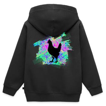 Poulets Poulets - Sweat Premium à capuche zippé enfant bio - noir - Dos - AI Model Kid Male (0cm)