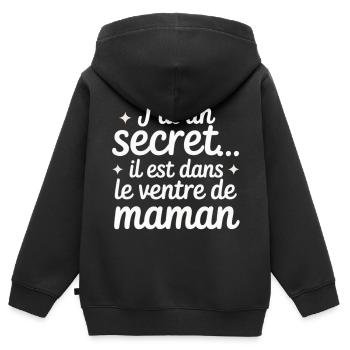 I have a secret... it's in Mommy's belly - Kids Premium Organic Zip-up Hoodie - black - Back - AI Model Kid Male (0cm)