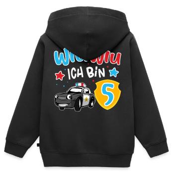 5e anniversaire de la police - Sweat Premium à capuche zippé enfant bio - noir - Dos - AI Model Kid Male (0cm)