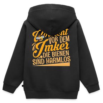 Imker - Kinder Premium Organic Zip Hoodie - Schwarz - Hinten - AI Model Kid Male (0cm)