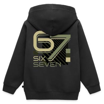 SixSeven - Kinder Premium Organic Zip Hoodie - Schwarz - Hinten - AI Model Kid Male (0cm)