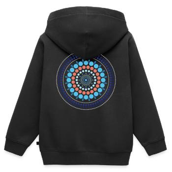 Blue Gradient Dot Mandala - Kinder Premium Organic Zip Hoodie - Schwarz - Hinten - AI Model Kid Male (0cm)