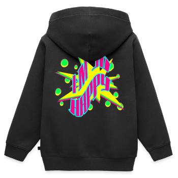 Im So Happy Neon Pop Grafik - Kinder Premium Organic Zip Hoodie - Schwarz - Hinten - AI Model Kid Male (0cm)