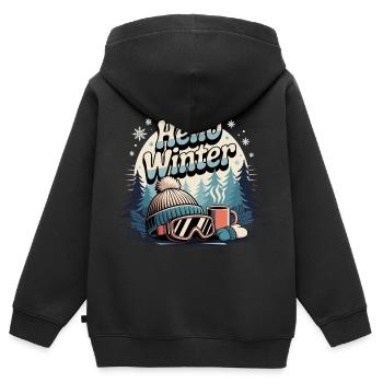 Ski Skifahren Skifahrer - Kinder Premium Organic Zip Hoodie - Schwarz - Hinten - AI Model Kid Male (0cm)