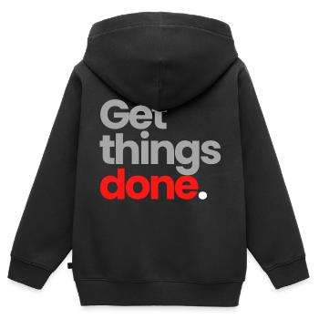 Faites avancer les choses - Sweat Premium à capuche zippé enfant bio - noir - Dos - AI Model Kid Male (0cm)