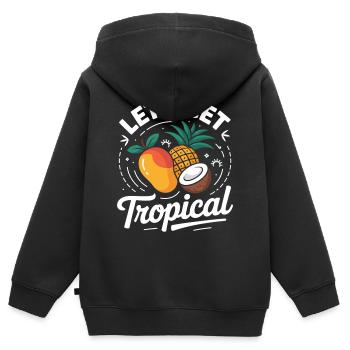 On devient tropical - Sweat Premium à capuche zippé enfant bio - noir - Dos - AI Model Kid Male (0cm)