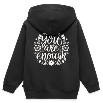Du bist genug Selbstliebe-Motivationsbestätigung - Kinder Premium Organic Zip Hoodie - Schwarz - Hinten - AI Model Kid Male (0cm)