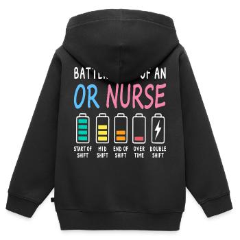 Akkustand einer OP Pflegekraft Humor - Kinder Premium Organic Zip Hoodie - Schwarz - Hinten - AI Model Kid Male (0cm)