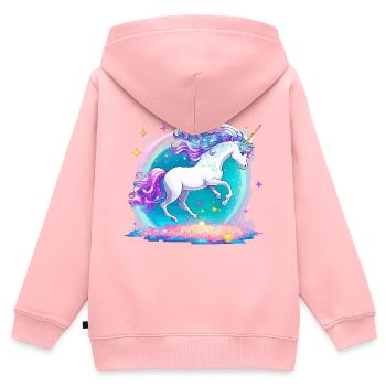 Einhorn Galaxie Neon - Kinder Premium Organic Zip Hoodie - Rosa - Hinten - AI Model Kid Female (0cm)