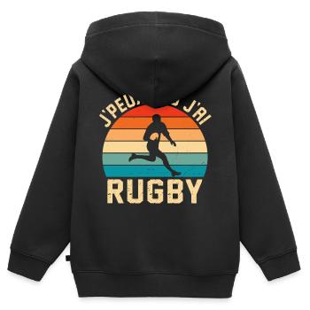 je peux pas j'ai rugby cadeau rugby - Sweat Premium à capuche zippé enfant bio - noir - Dos - AI Model Kid Male (0cm)