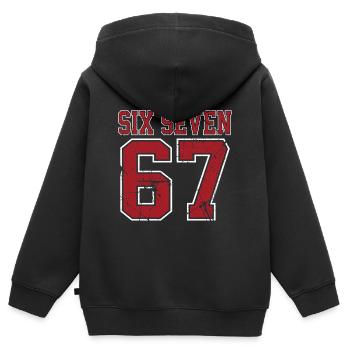 67 Six Seven 6-7  - Kinder Premium Organic Zip Hoodie - Schwarz - Hinten - AI Model Kid Male (0cm)