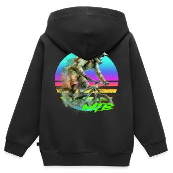 Mtb - Kinder Premium Organic Zip Hoodie - Schwarz - Hinten - AI Model Kid Male (0cm)