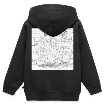 Mensch oder Roboter - Kinder Premium Organic Zip Hoodie - Schwarz - Hinten - AI Model Kid Male (0cm)