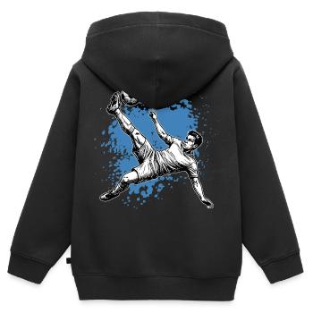 Fußball Schuss Fallrückzieher Tor Seitfallzieher - Kinder Premium Organic Zip Hoodie - Schwarz - Hinten - AI Model Kid Male (0cm)