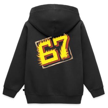 Flaming 67 Brainrot Emblem - Kinder Premium Organic Zip Hoodie - Schwarz - Hinten - AI Model Kid Male (0cm)