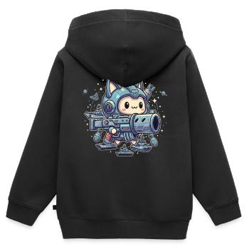 Weltraum Cutie Warrior - Kinder Premium Organic Zip Hoodie - Schwarz - Hinten - AI Model Kid Male (0cm)
