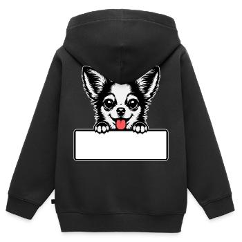 Chihuahua mit Namensschild - Kinder Premium Organic Zip Hoodie - Schwarz - Hinten - AI Model Kid Male (0cm)