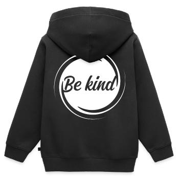 Soyez gentil – Expression inspirante pour plus de gentillesse - Sweat Premium à capuche zippé enfant bio - noir - Dos - AI Model Kid Male (0cm)
