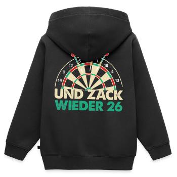 Und Zack Wieder 26 Dartboard Design - Kinder Premium Organic Zip Hoodie - Schwarz - Hinten - AI Model Kid Male (0cm)