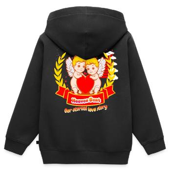 Heaven Sent - Notre histoire d’amour éternelle - Sweat Premium à capuche zippé enfant bio - noir - Dos - AI Model Kid Male (0cm)