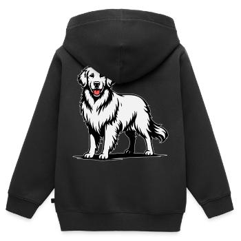 Golden Retriever in stolzer Pose - Kinder Premium Organic Zip Hoodie - Schwarz - Hinten - AI Model Kid Male (0cm)