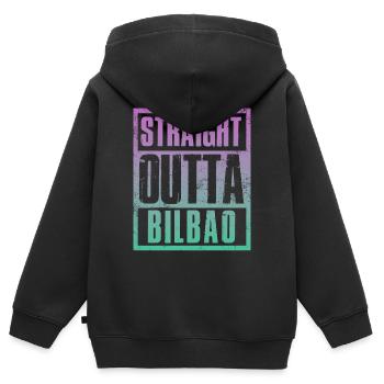 Directement sorti de Bilbao - Sweat Premium à capuche zippé enfant bio - noir - Dos - AI Model Kid Male (0cm)