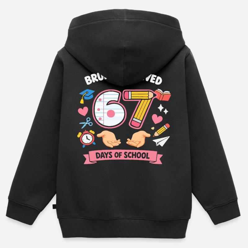 Mec, j’ai survécu à 67 jours d’école - Sweat Premium à capuche zippé enfant bio - noir