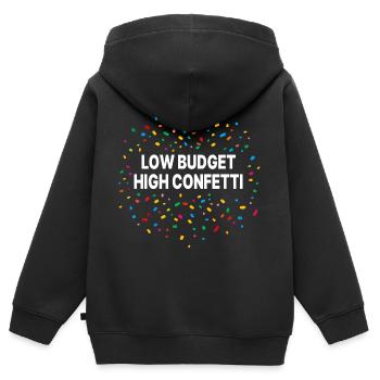 Low Budget Kostüm High Confetti Karneval - Kinder Premium Organic Zip Hoodie - Schwarz - Hinten - AI Model Kid Male (0cm)