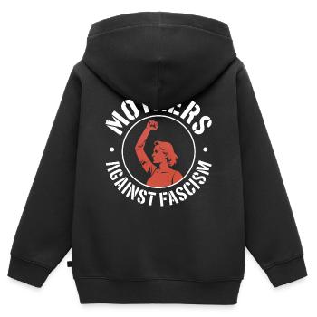 Mères contre le fascisme - Produits dérivés antifascistes - Sweat Premium à capuche zippé enfant bio - noir - Dos - AI Model Kid Male (0cm)